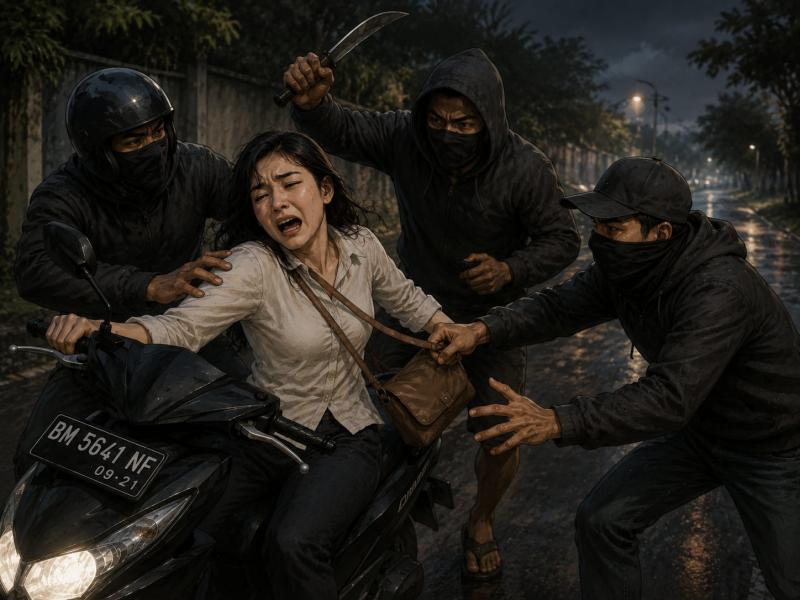 Motor Wanita di Pekanbaru Dibawa Kabur Pelaku Begal Bersenjata Tajam