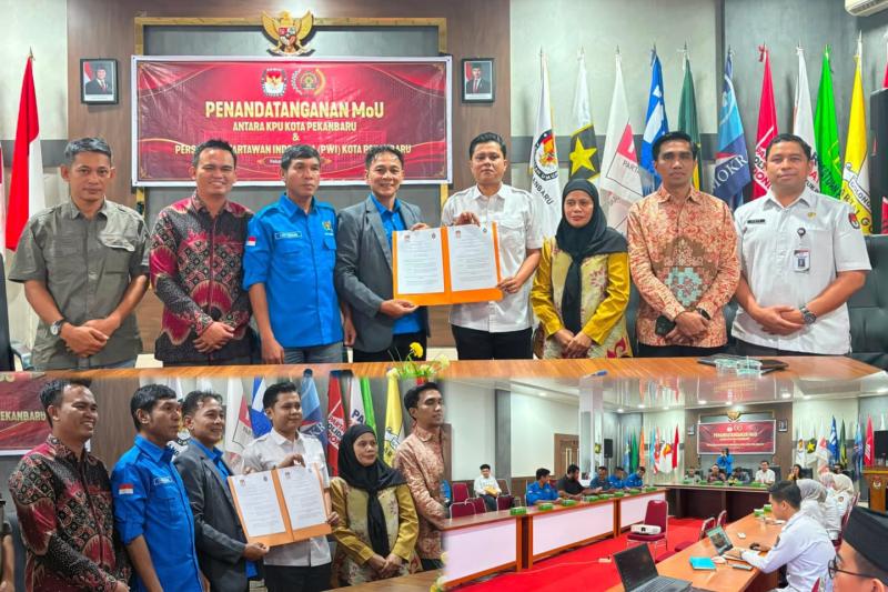 PWI Pekanbaru dan KPU Teken MoU, Perkuat Tugas dan Fungsi Kelembagaan